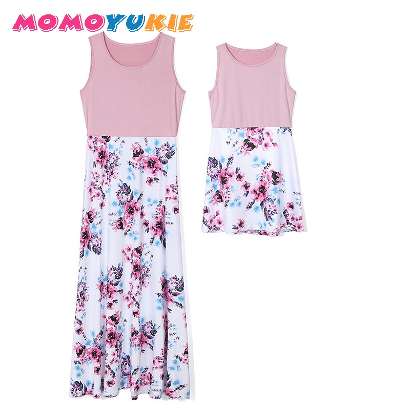 Familie matchende tøj outfits se mor mor og mig tøj mor og datter kjole ærmeløs lange mor datter kjoler