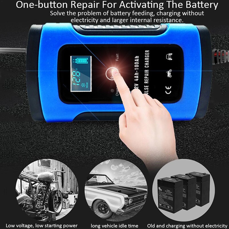 Car Battery Charger Automatic Smart Motorcycle Battery Charger Maintainer 6A 12v Universal Motorcycle Car Battery Pulse Chargers