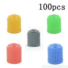 100 pcs zwart/rood/geel/groen/blauw PLASTIC BAND VENTIELDOPJES Stofkap