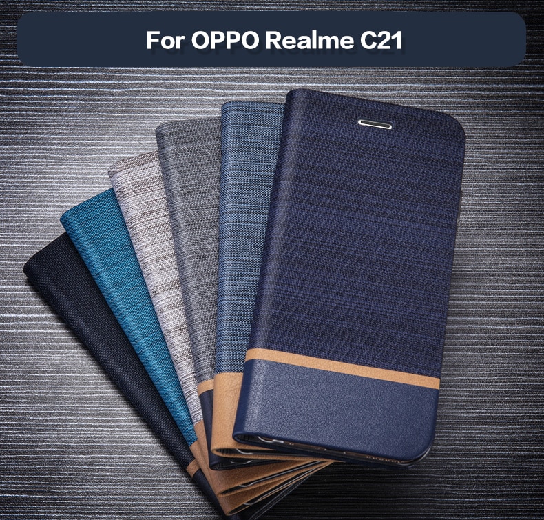 Pu Leather Wallet Case Voor Oppo Realme C21 Zakelijke Telefoon Case Voor Oppo Realme C21 Boek Case Soft Silicone Back cover