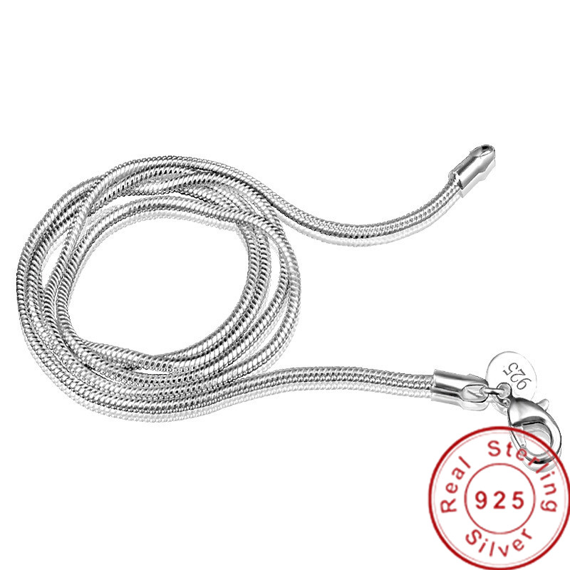 Handmade 2MM 925 Sterling silver Soft Snake Bone Chain Necklace For Women Men Jewelry Smooth Wedding Chain Necklace Fit pendant