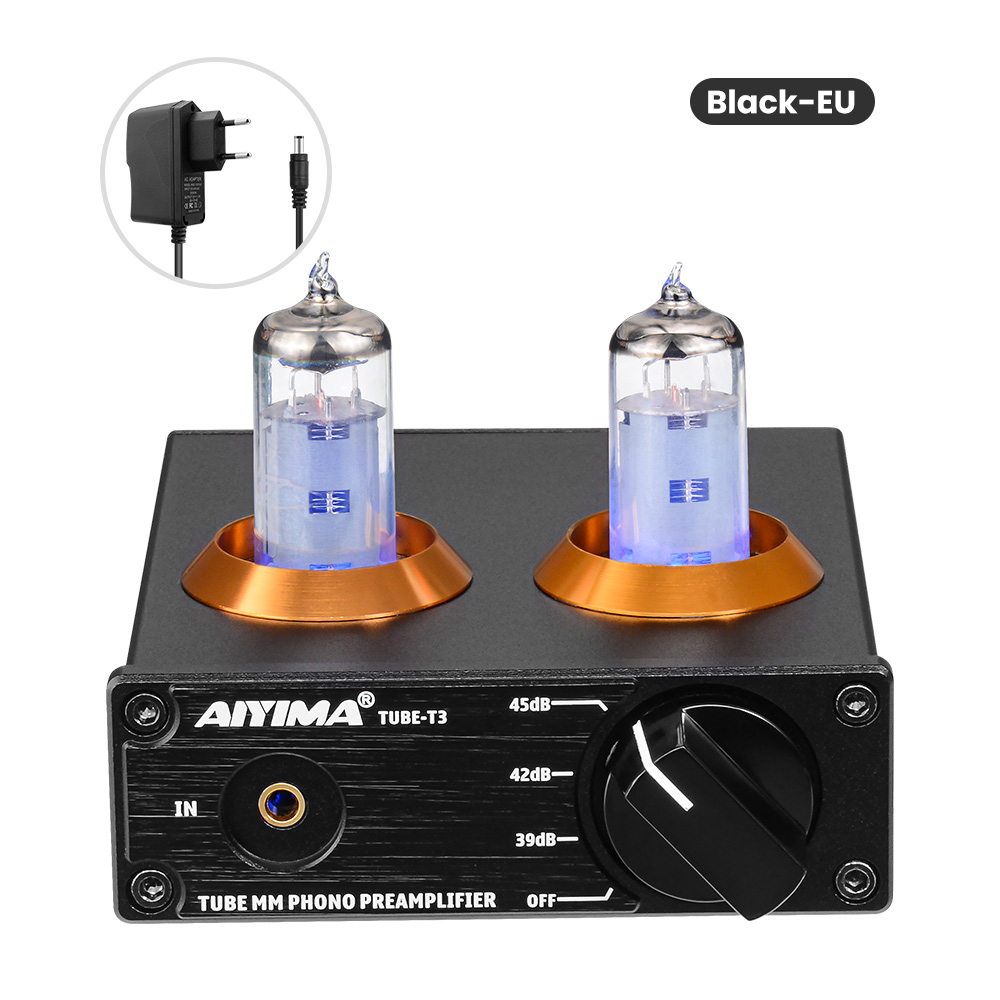 AIYIMA Tube T3 HiFi przedwzmacniacz karta audio rura próżniowa 6A2 przedwzmacniacz gramofonowy przedwzmacniacz gramofonowy DIY wzmacniacze dźwięku mocy: Black