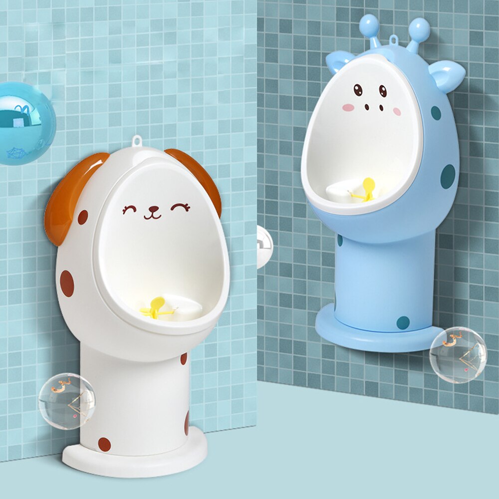 Kids Boy Urinal Toddler Wall-Mounted Hook Potty Toilet Training Learn Stand Vertical Adjustable Urinals Animal Boy Pee Toilet