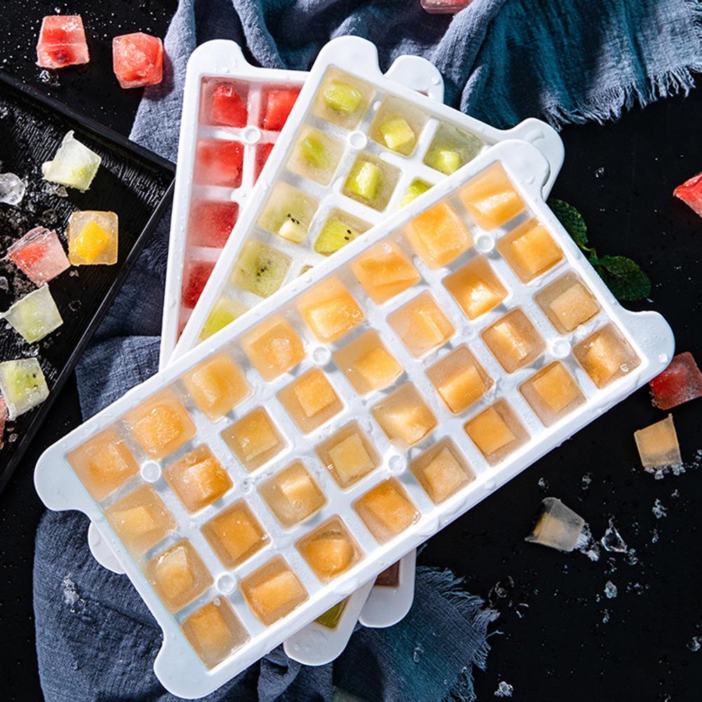Soft Silicone Ice Tray Ice Modl Box Frozen Ice Cube Cold Drink Maker with Lid Household Refrigerator Quick Freezer 3.3L Ice Box