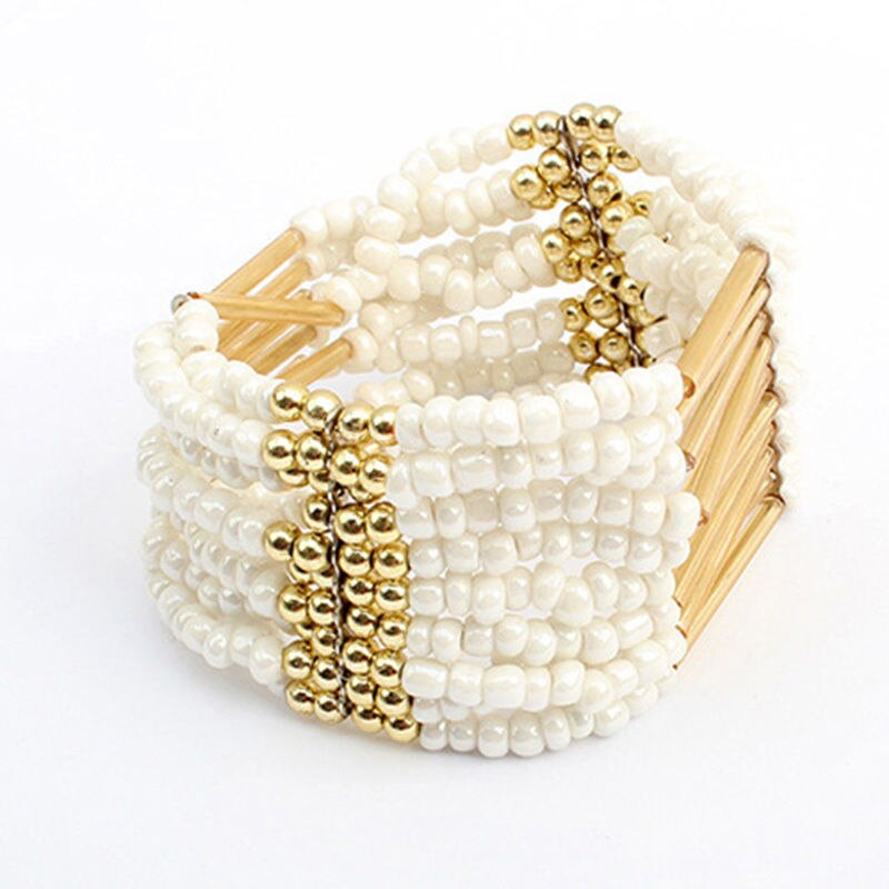 1 pc Böhmischen Stil Charming Multilayer Perlen Armband Frauen fein Schmuck arty Heißer: White