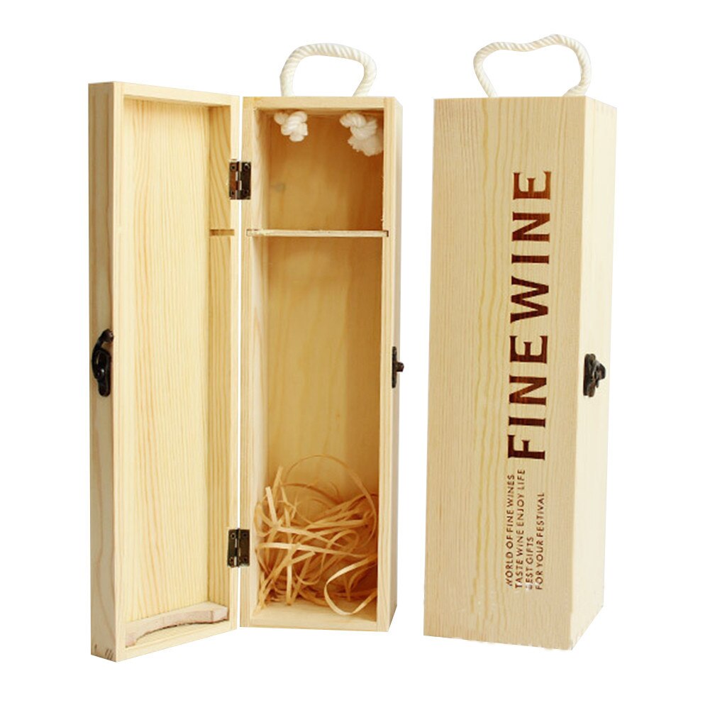 Wooden Red Wine Packing Box Single Bottle Red Wine Pine Box European Simplicity Box For Lafite Grape Whiskey Champagne