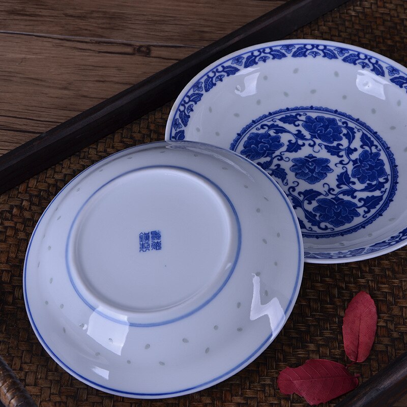 Soup Plate Ceramic Dinner Plate Round Plate Home Underglaze Color Blue&amp;white Porcelain Chinese Nostalgic Traditional Deep Plate