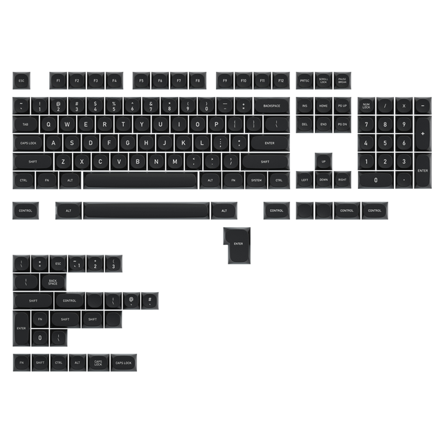 IDOBAO MA PBT Keycaps Suitable for MX Mechanical Keyboard ANSI/ISO layout Black and White two-color large set: black