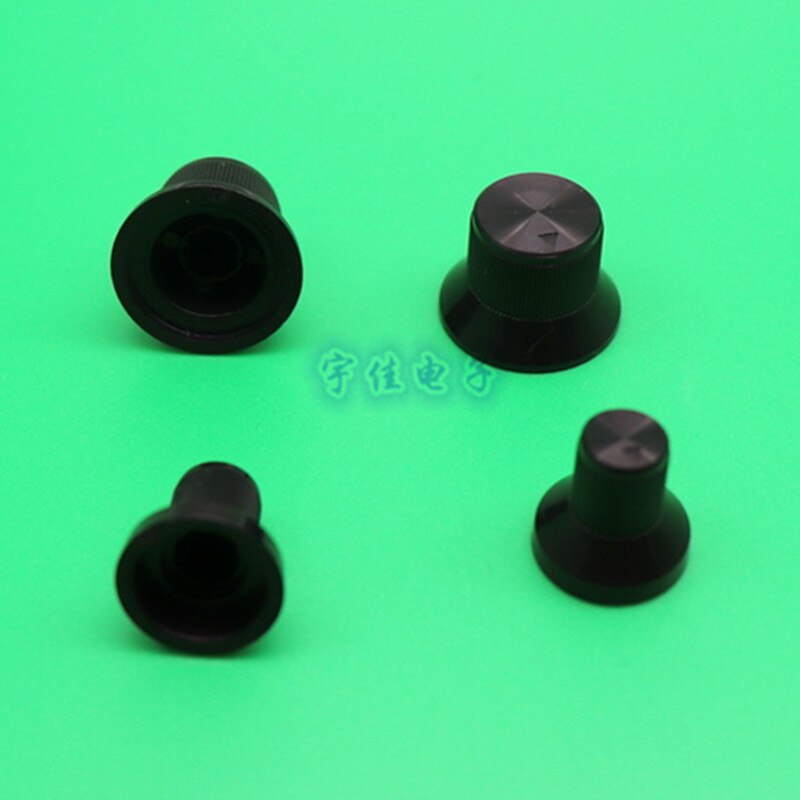 10 stykker 19.8 * 14mm 15.3 * 15mm sorte knop plastik knop blomster skaft 6mm potentiometer bånd omskifter panel justeringsknap