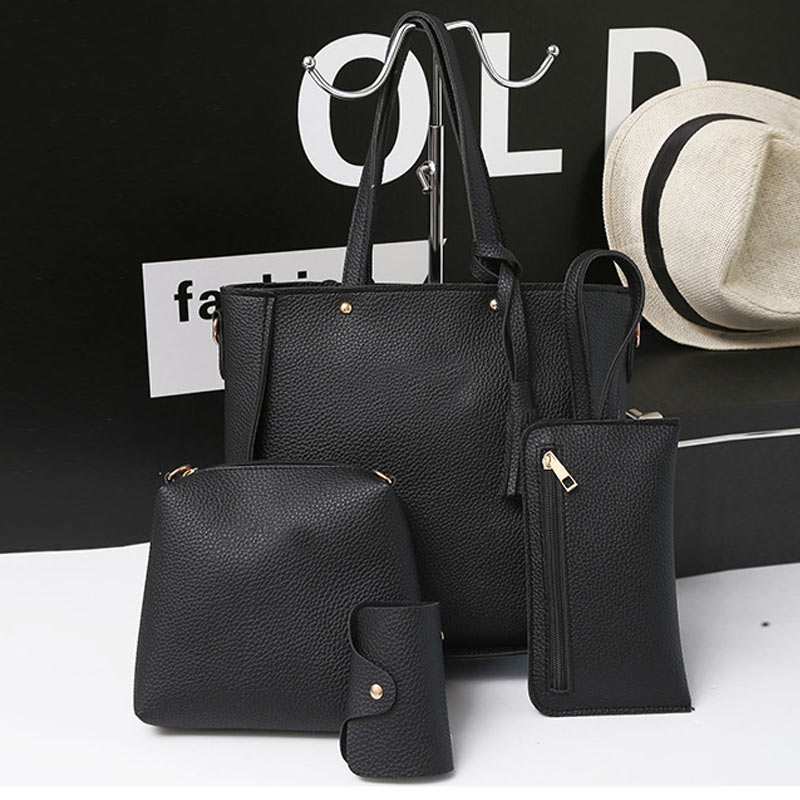 4 pièces/ensemble femmes sacs de messager zippés glands en cuir couleur unie sac à main dames filles sac à main sac à bandoulière SCI88