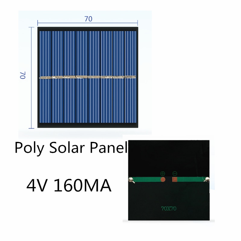 Mini Panel Solar de polímero para carga, 4V, 160MA, batería de 2,4 V, experimento de ciencia hecho a mano, 70x70MM, 1 ud.