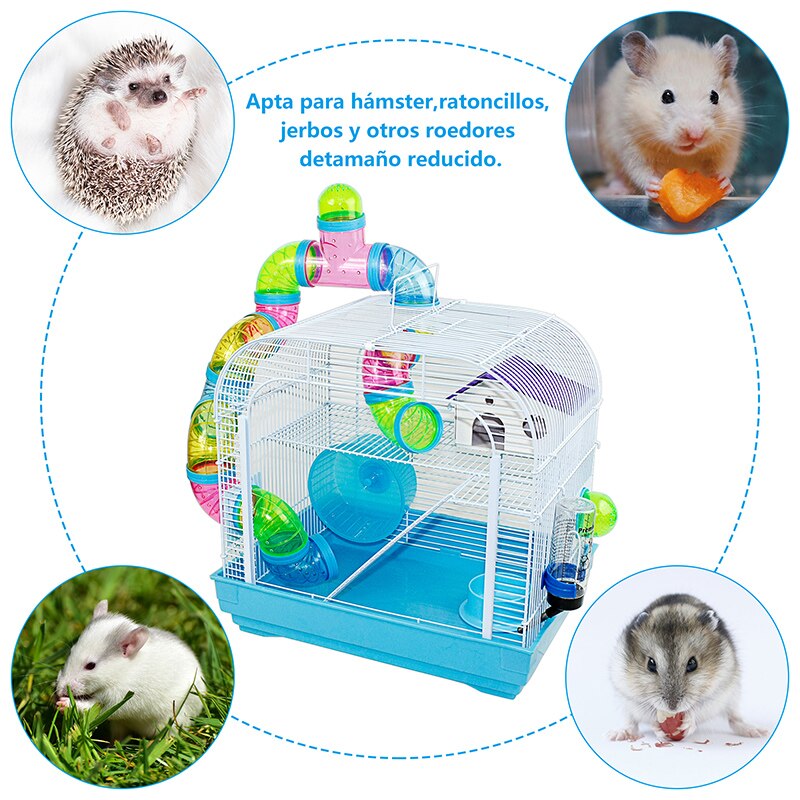 DZL® Jaula para Hamster(39.5X29.5X38CM) Color Azul/Purpura/Rojo se al Azar