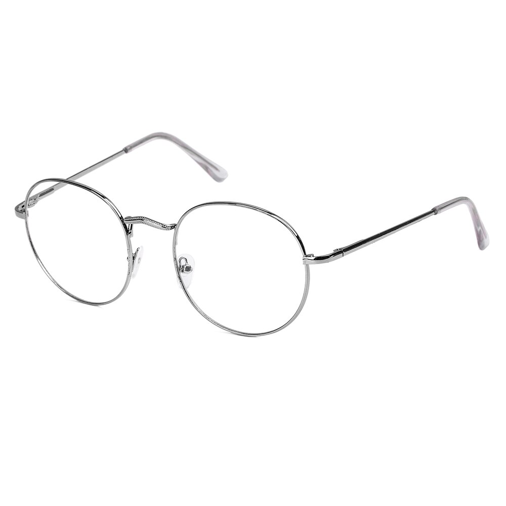 Women Men Metal Vintage Polygon Glasses Oversized Glasses Frame Optical Eyeglass Frame Spectacles Reading Glasses: Round-silver