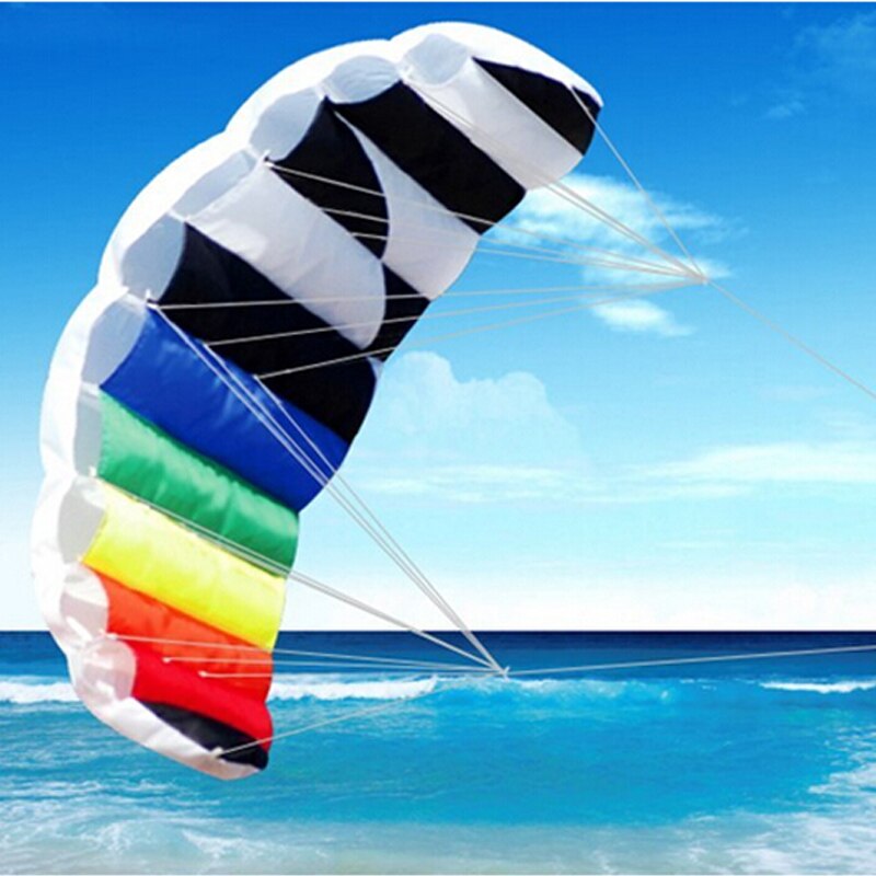 1.4 m Dual Line Parafoil Kite With Control Bar Line Power Braid Sailing Rainbow Sports Beach Good Flying