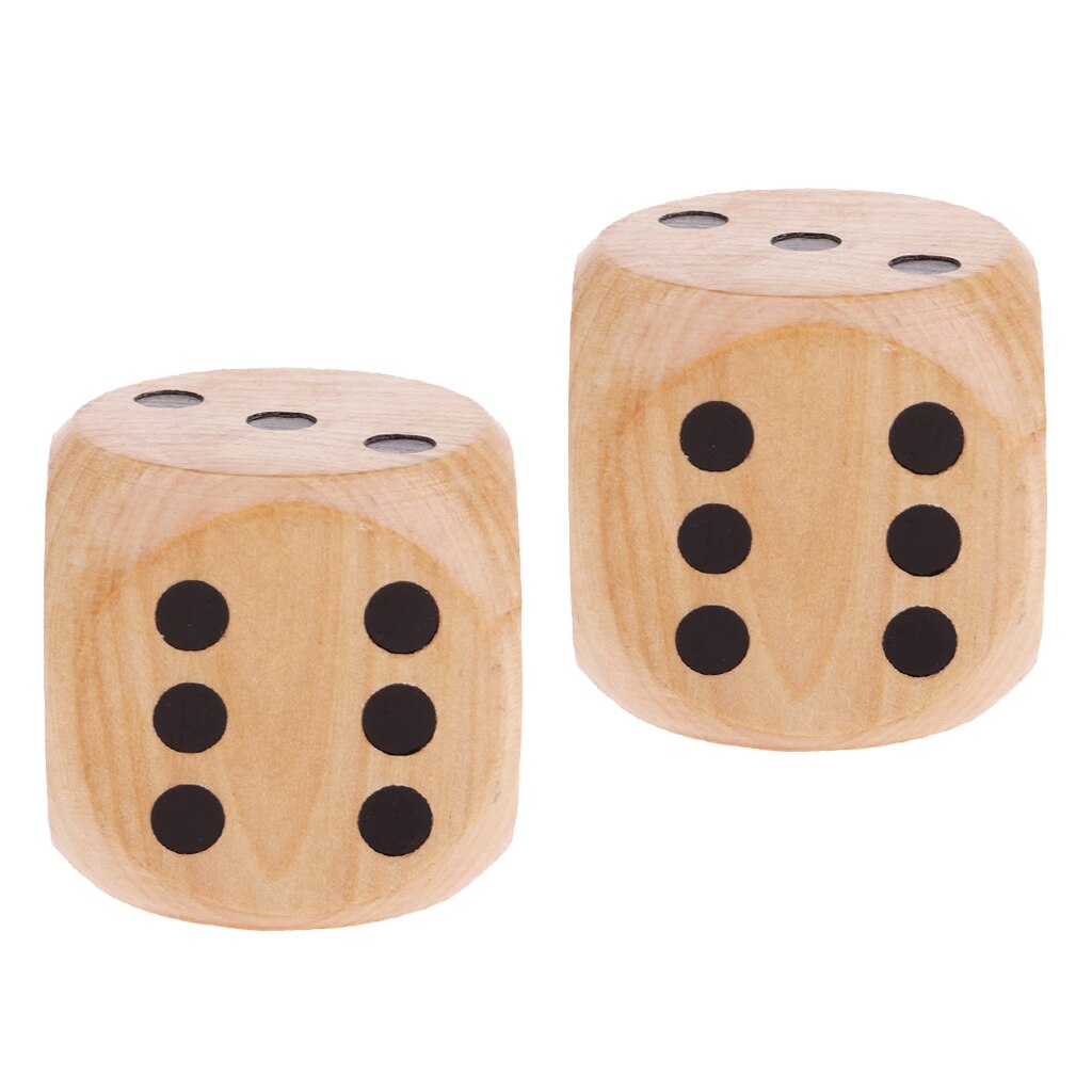 2x stora trä  d6 sexsidiga tärningar för dnd rpg party games wood