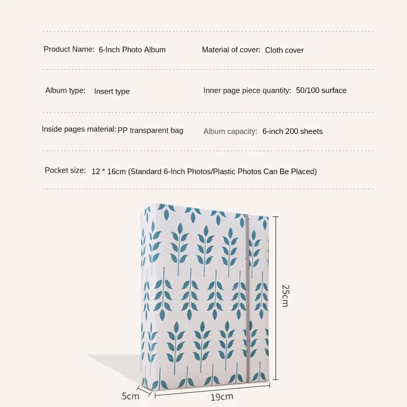 200pcs 6-inch Fabric Photo Album Large Capacity Interleaf Type Family Album Children Growth Memorial Booklet