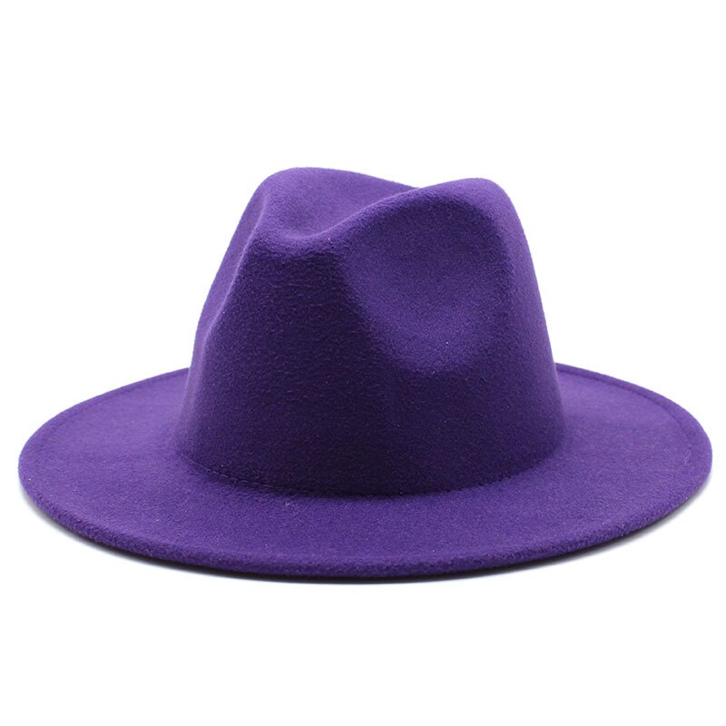 Fedora – chapeau de Jazz en feutre pour femmes, hommes, garçons et filles, pour enfants, pour décorer un mariage formel, Panama, automne et hiver: Violet / 56-58CM