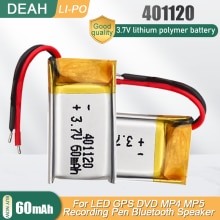 3.7V 60Mah 401120 Oplaadbare Lithium Polymeer Batterij Voor MP3 MP4 Gps Speelgoed Bluetooth Oortelefoon Selfie Stick Smart Horloge 401119