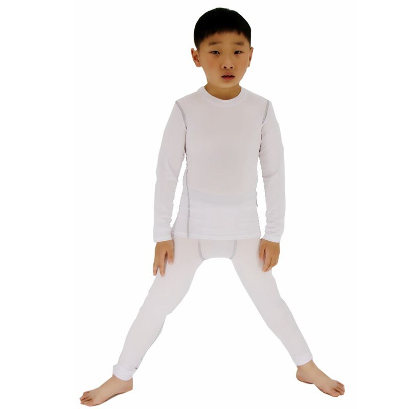Kid's Casual Set Lange Mouw Ondergoed Compressie Strakke Top & Bottom Zacht Ademend Base Layer Lange Onderbroek Lichtgewicht: WHITE / Xl