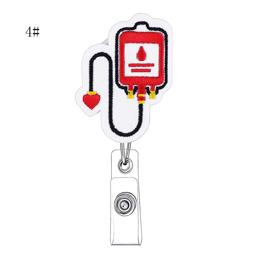 1PCS Cute Retractable Nurse Badge Reel Clip Badge Holder Students Doctor ID Card Holder Kawaii Needle Organ Heart Pattern: L