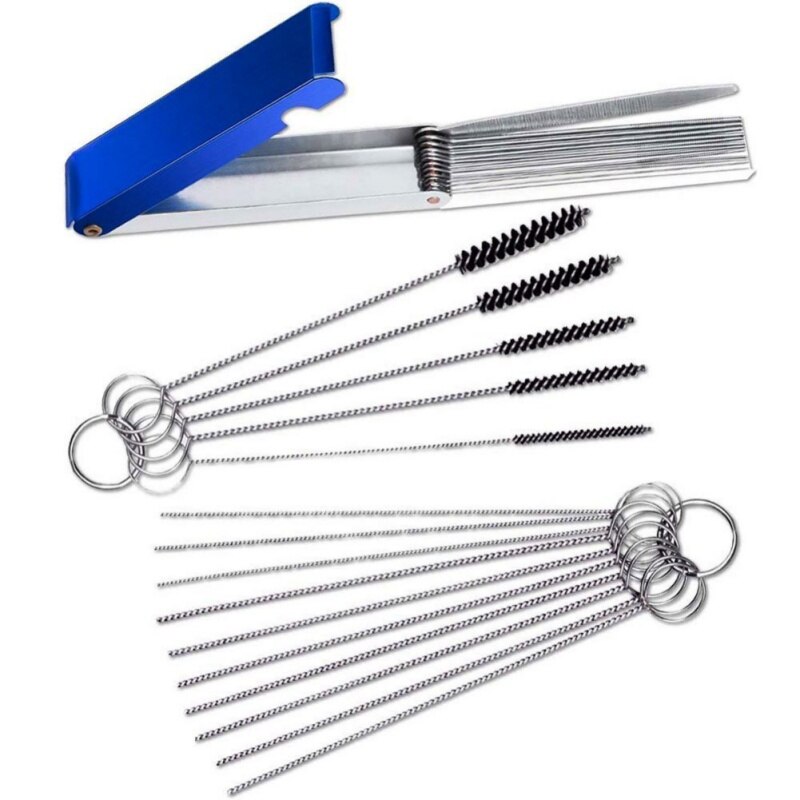 Conjunto de limpeza de agulhas carburador, jato de sujeira de carbono, limpeza, agulhas de limpeza, kit de ferramentas de nylon: A