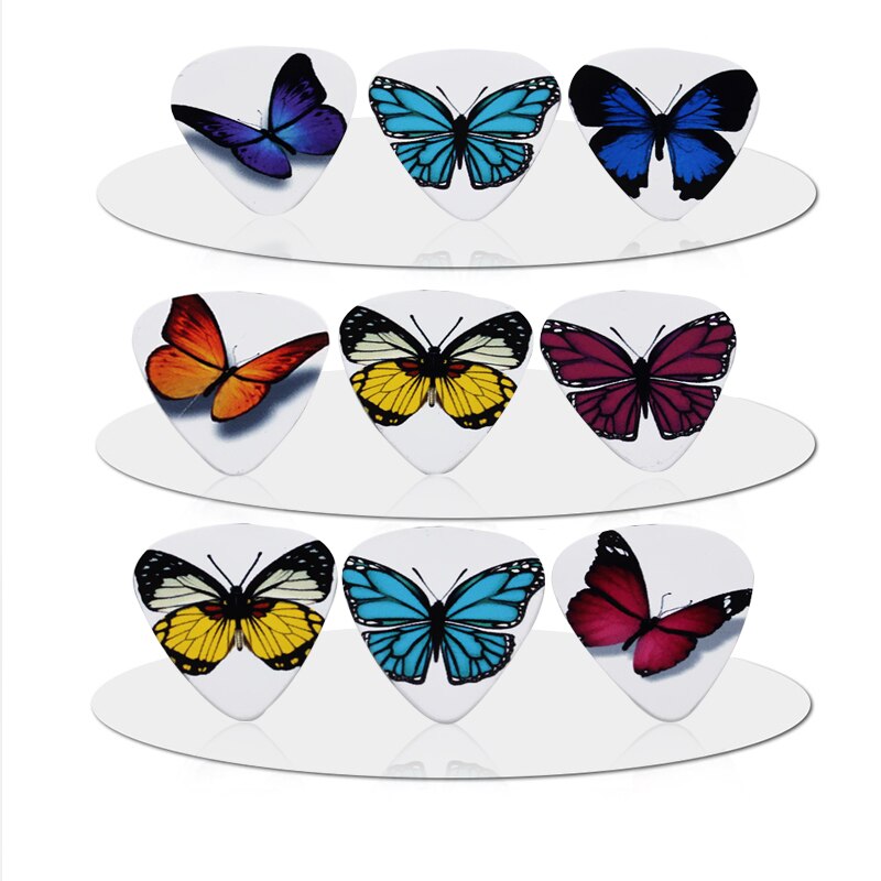 SOACH-púas para Guitarra acústica, 50 piezas, cuerdas con patrón de mariposa, accesorios para instrumento de Guitarra, púas para ukelele