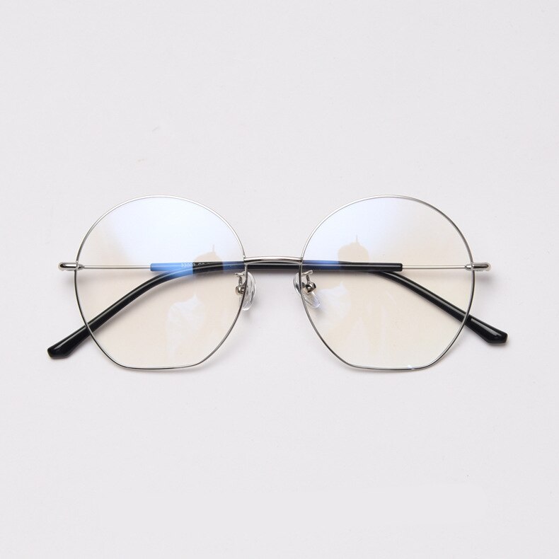 49432 Semicircle Oversized Metal Glasses Frames Ultralight Men Women Optical Computer Glasses: C2Silver