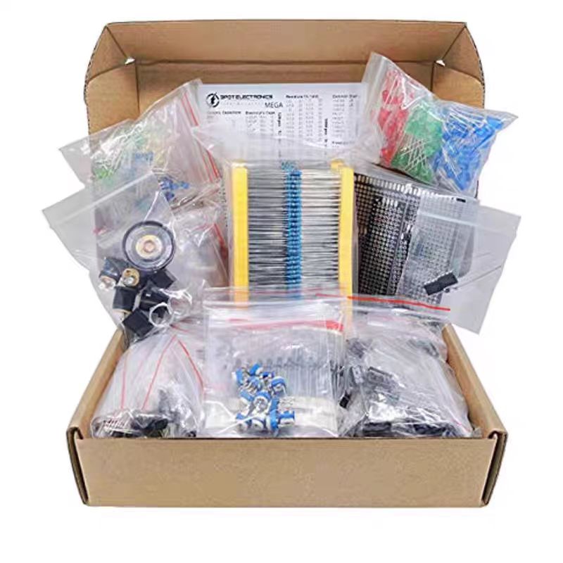 1900 pcs Mega Electronic Component Kit including Assortment + Capacitors + Resistors + LED + Transistors + DC Jacks + PCB +opamp