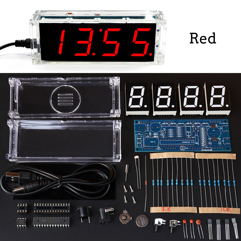 DIY Electronic Kit DIY Clock Kit Digital Tube Display Date Week Temperature Alarm DS1302 Chip Soldering Project Learning: SKY BLUE