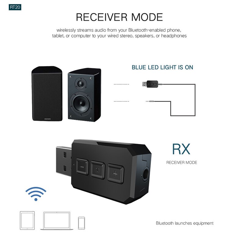 2-in 1 kabellose bluetooth-empfänger-sender-adapter, 5.0 klinkenbuchsen für autoradio (aux) 3.5mm  a2dp kopfhörerempfänger, freisprecheinrichtung