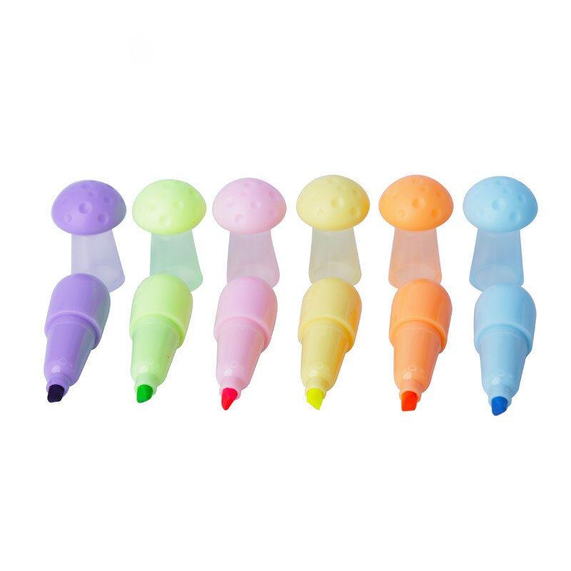 6 stk/lot highlighter sopp og aubergine highlighter tusj farge penner skrivesaker kontor skolerekvisita