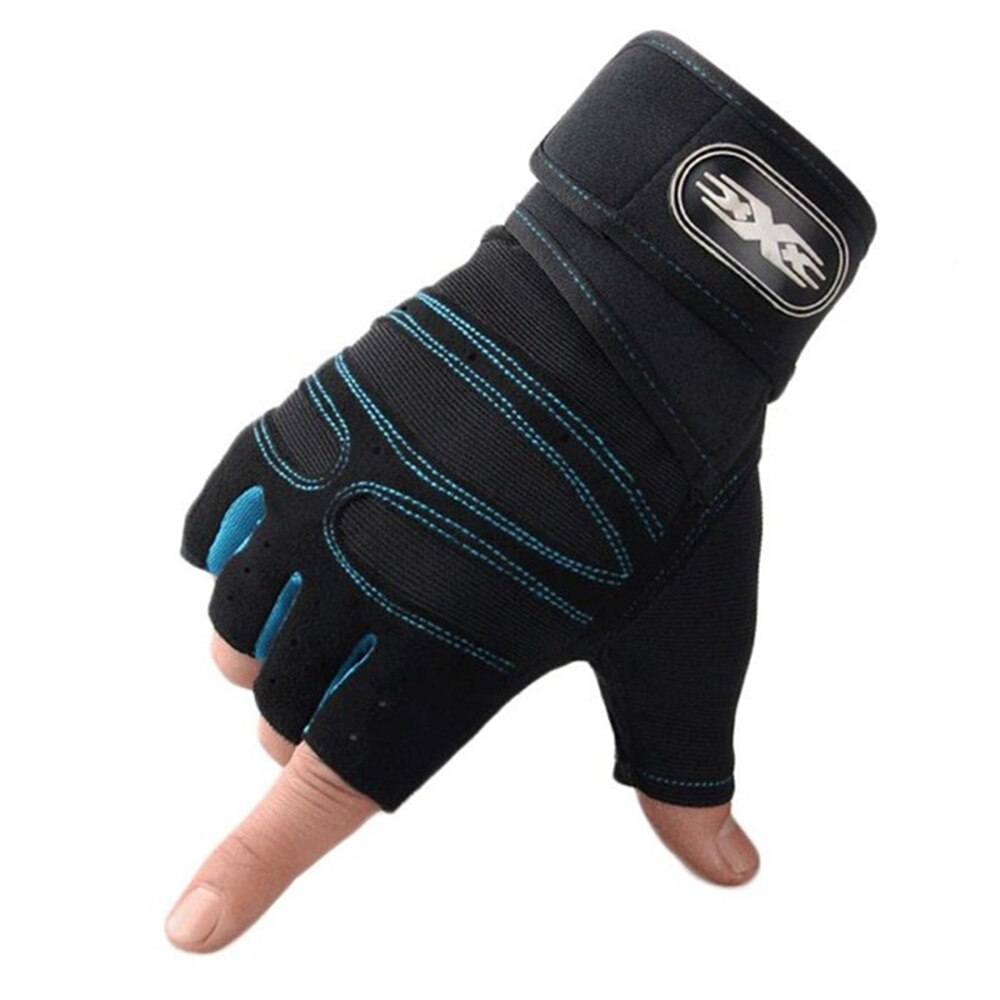 1 Paar Gewichtheffen Training Handschoenen Vrouwen Mannen Fitness Sport Body Building Gymnastiek Grips Gymnastiek Hand Palm Protector Handschoenen: Sky Blue / L