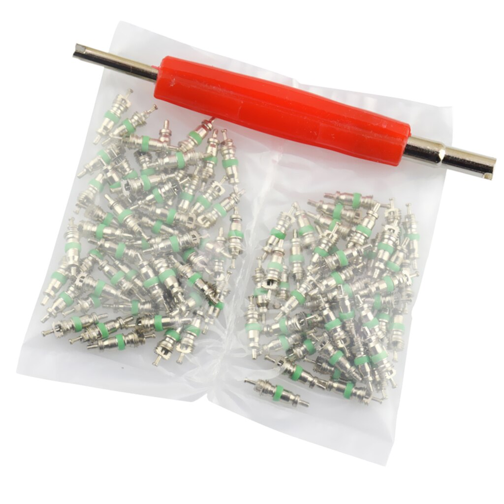 101pcs Car R12 A/C System Air Conditioner Schrader Valve Core With Tool Kit