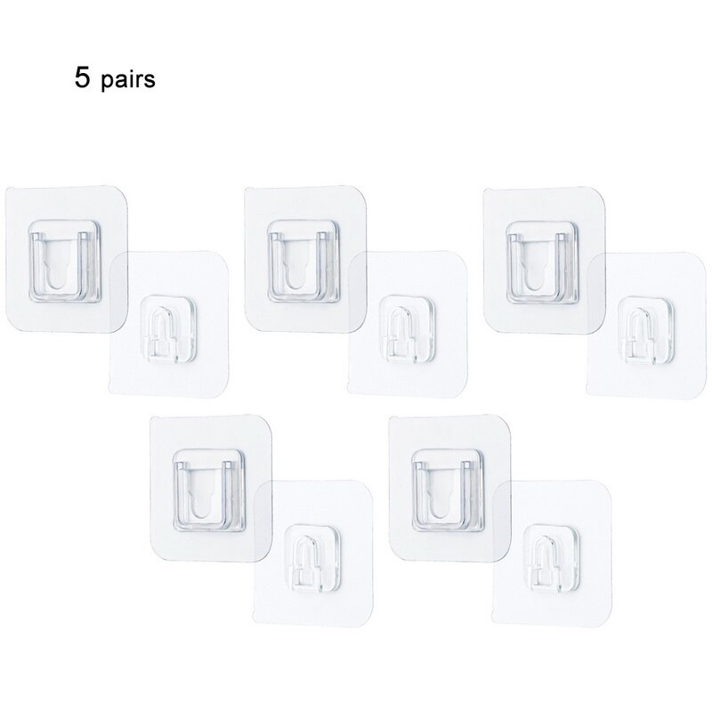 Double-Sided Strong Adhesive Wall Hooks Hanger Desk Socket Hanging Hook Cable Organizer Suction Cup Sucker Wall Storage Holder: 5Pcs