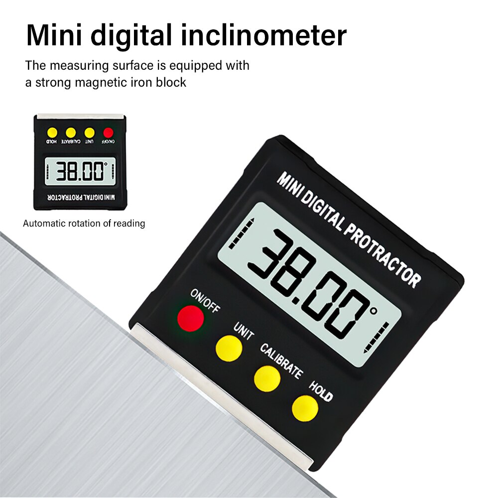 360 Degree Mini Digital Protractor Inclinometer Magnetic Angle Ruler Inclination Box Level Meter Measuring Tools