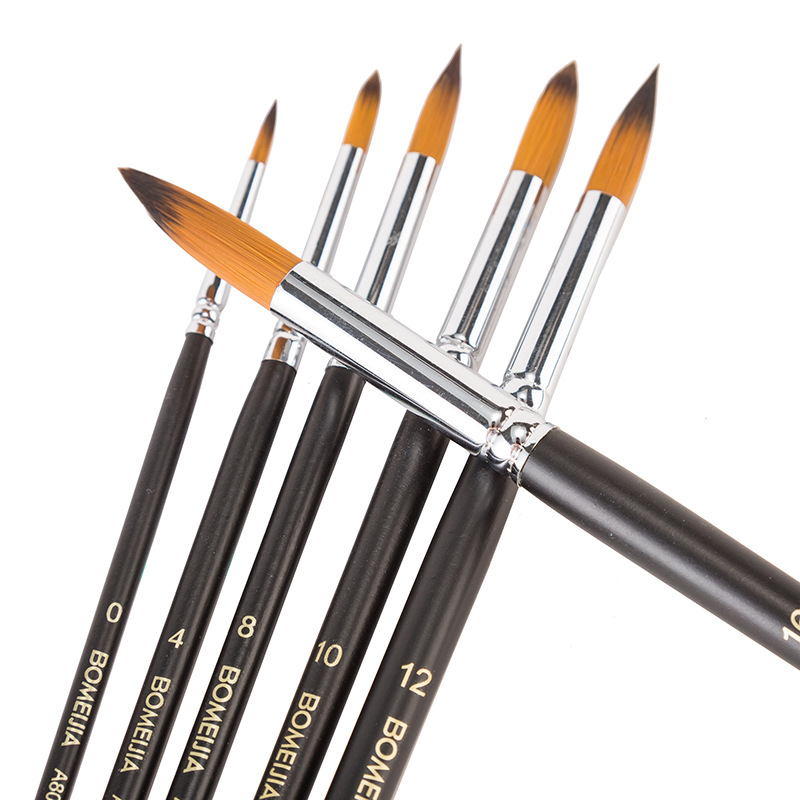 Juego de pinceles de pintura de 6 uds., pincel de pintura con punta redonda y puntiaguda, pincel acrílico de pelo de nailon para pintura acrílica al óleo de acuarela