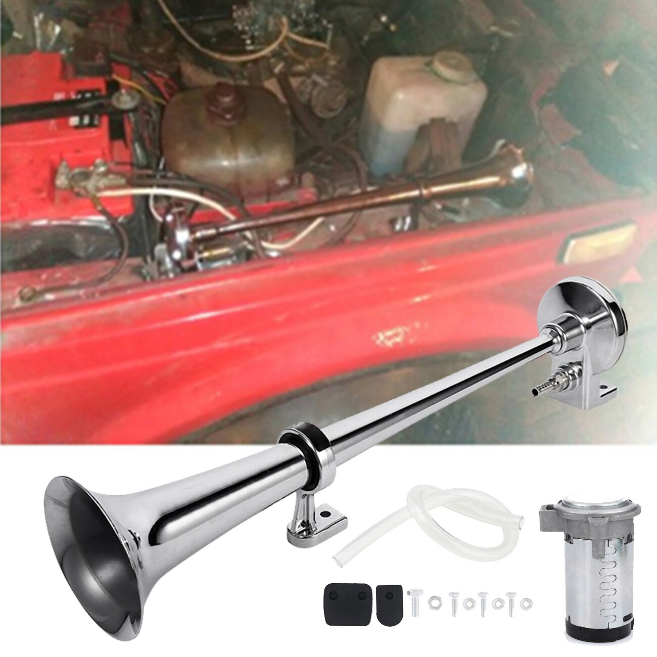 450Mm Universele 17 Inch 150DB Auto Luchthoorn Elektrische Air Control 12V /24V Gelden Truck auto Motor Boot