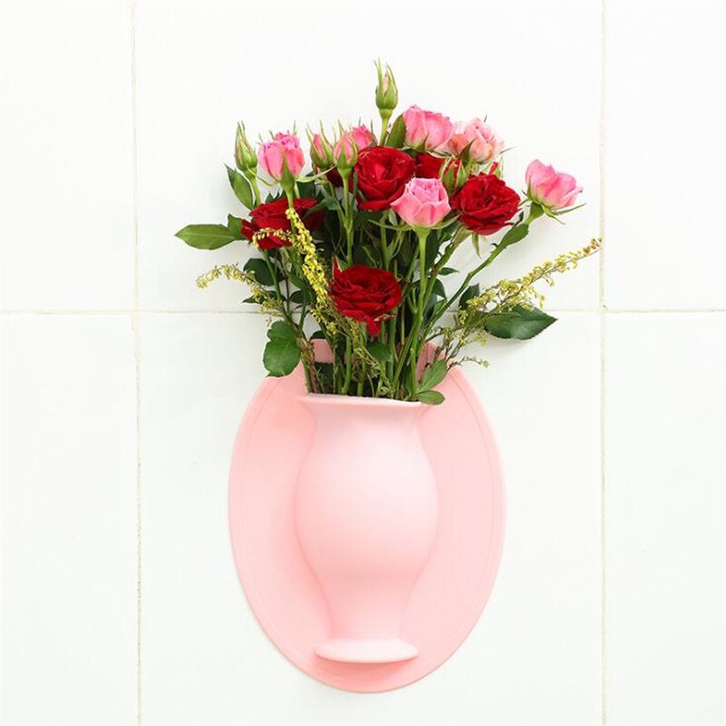 Silikonstick vägg växt vas sömlös vägghängande prydnad växt behållare hem växt blomma vägghängande vas