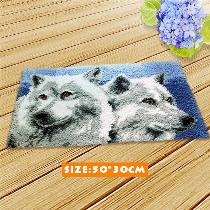 Bricolage animaux loup loquet Crochet Kit tapis faisant de l'artisanat pour les débutants avec des aiguilles à Crochet professionnelles