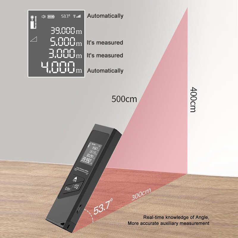 40M Smart Digital Distance Meter Range Portable Rangefinder Range Finder Mini Handheld Distance Measuring Tool Meter