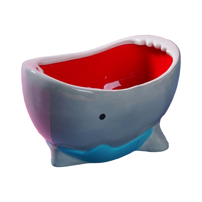 Bol en céramique, mignon, grand bol d&#39;attaque de requin, simple, personnalité créative, ménage, bol en céramique, dessin animé, boîte de rangement de nourriture de fruits: Default Title
