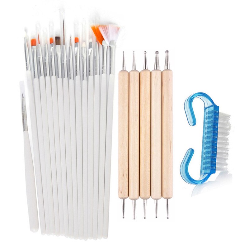 Addfavor 15 stk akryl neglekunst pensel uv gel polish maleri tegne pensler pen negle prik kit ren pensel manicure værktøj sæt: Sætb 004