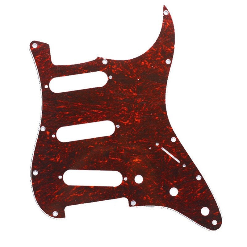 11 håls strat st sss single coil pickups gitarr pickguard repplatta med skruvar för amerikansk gitarr 62 stratocaster: Rött skal