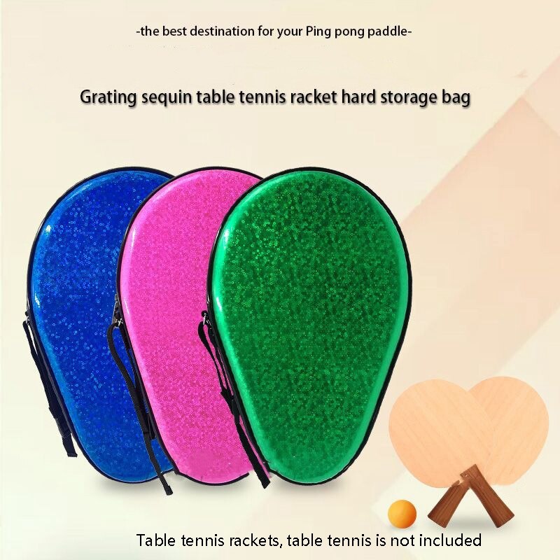 Table Tennis Racket Case - Pumpkin Shape - Grating Sequin Design - EVA Material - 28.5x18.5x5cm