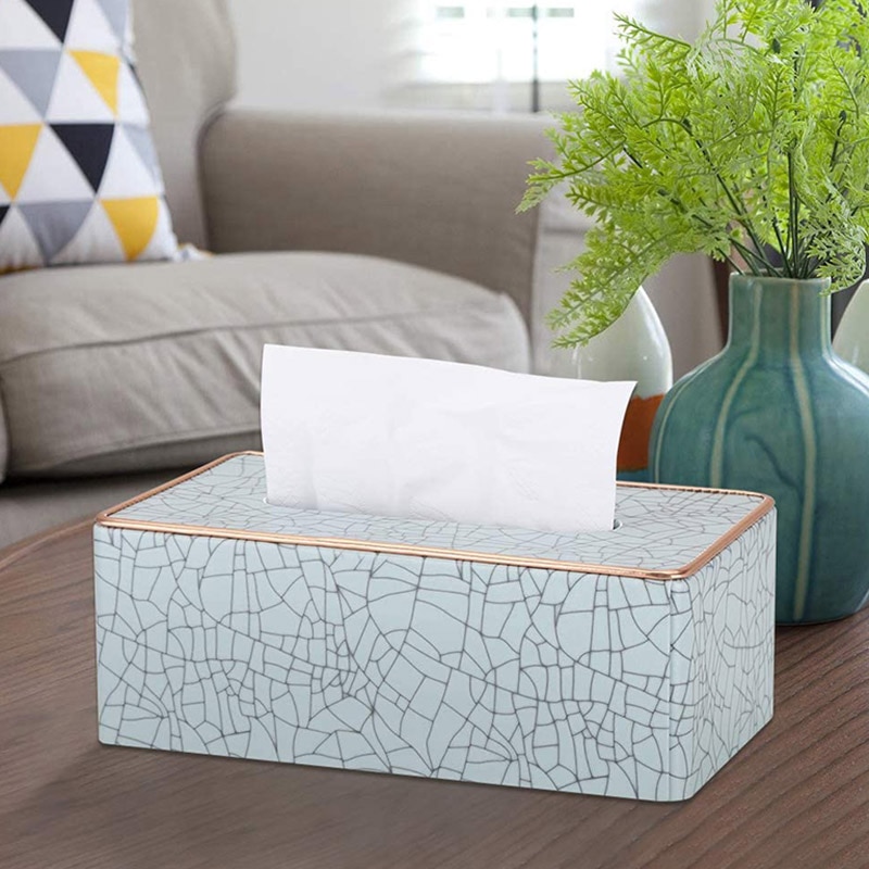 Marmor is crack mønster læder stor skuffe kasse hotel kontor hjem tissue kasse rektangulær læder tissue kasse holder