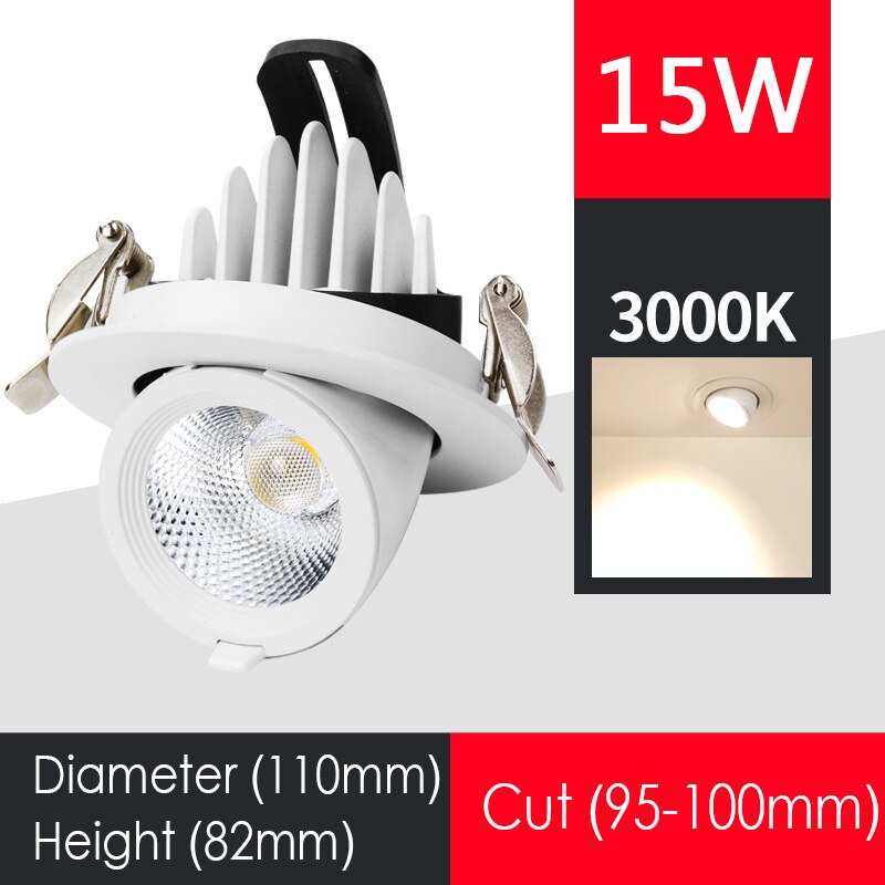 Dimbare LED Spots Olifant Neus Lamp Ingebed Plafond COB Downlight Woonkamer Gangpad Kleding Winkel Verlichtingsarmaturen: 15W --- Warm White