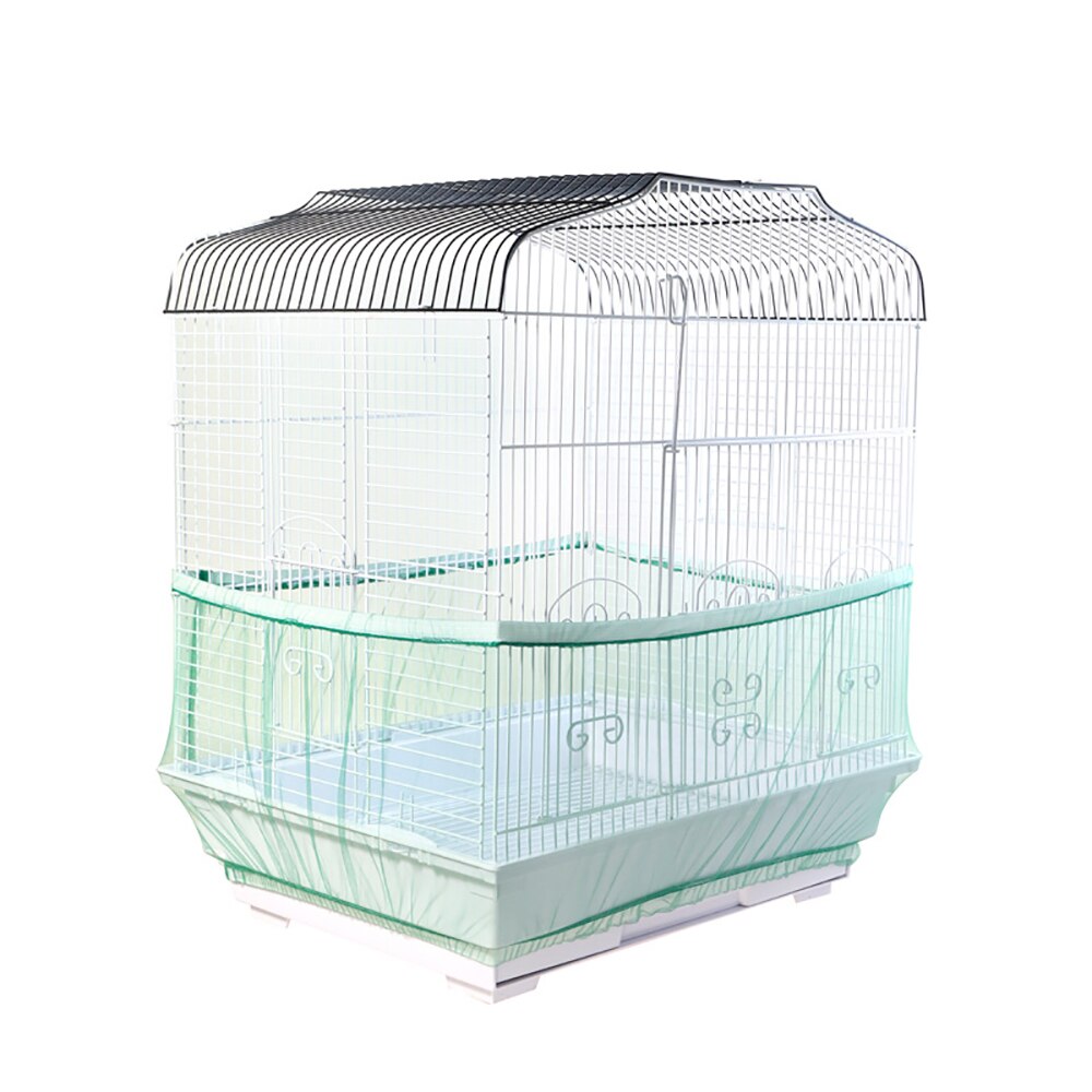Luchtige Stof Mesh Huisdier Vogel Papegaai Kooi Bescherming Cover Zaad Catcher Guard Shell Papegaai Kooi Cover Bescherming Mesh Doek: Green / L