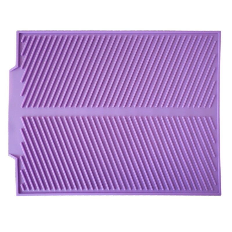 Silicone Drain Pad Drying Mat Pots Dish Drain Mat For Kitchen Tableware Non-slip Drain Mats Anti-scald Coaster Kitchen Utensils: Purple / S(38X24.5CM)