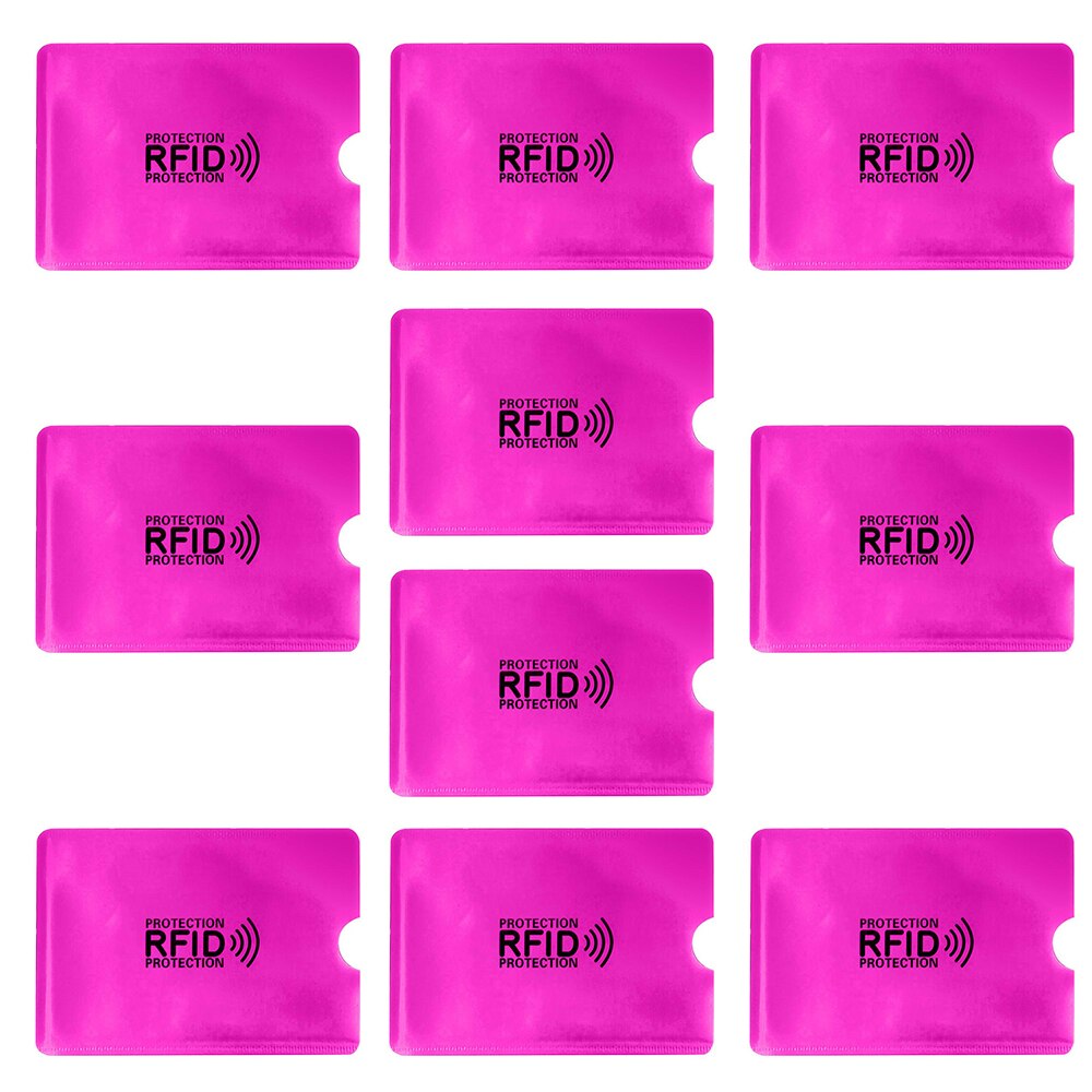 Tarjetero Anti Rfid con bloqueo de lector, 10 piezas, soporte de tarjeta de identificación de crédito, funda protectora de Metal de aluminio, soporte NFC 6,2x9,2: Rose Red 10 pcs