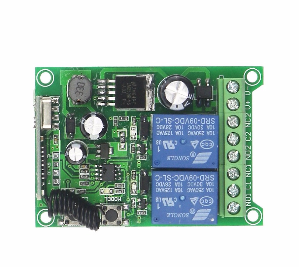 433MHZ Wireless Remote Control 12V 24V 36V 48V DC 2CH Relay RF Receiver Range Waterproof -Proof Transmitter Toggle Latched